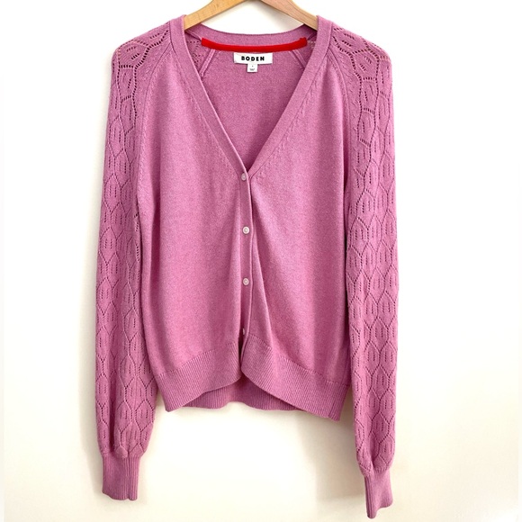 Boden Pointelle Sleeve Cardigan, Wool, Cotton & Cashmere blend - Picture 7 of 16